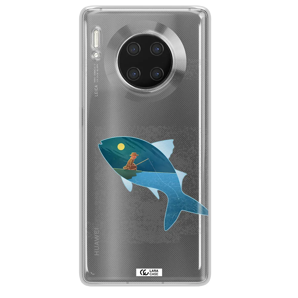 a fish with a man fishing Huawei Mate 30 Pro Clear TPU Case