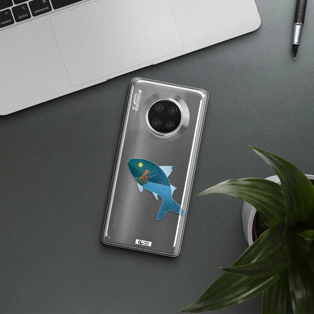 a fish with a man fishing Huawei Mate 30 Pro Clear TPU Case