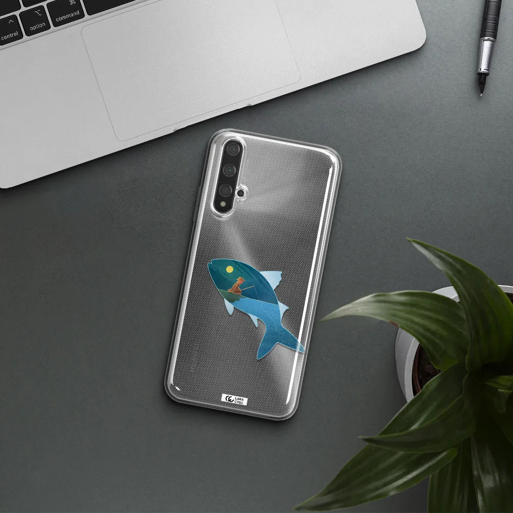 a fish with a man fishing Huawei Nova 5t Clear TPU Case