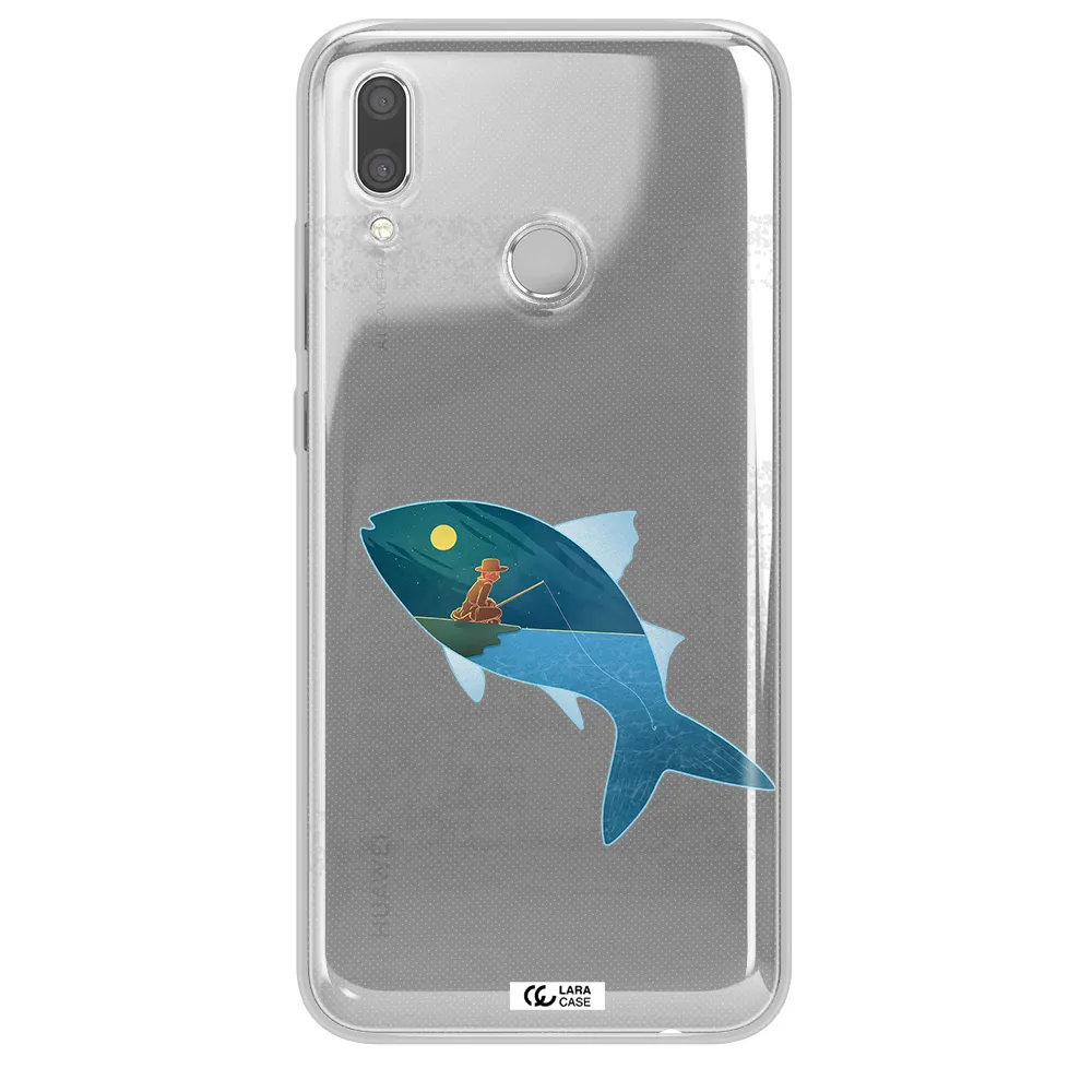 a fish with a man fishing Huawei P Smart 2019 Clear TPU Case