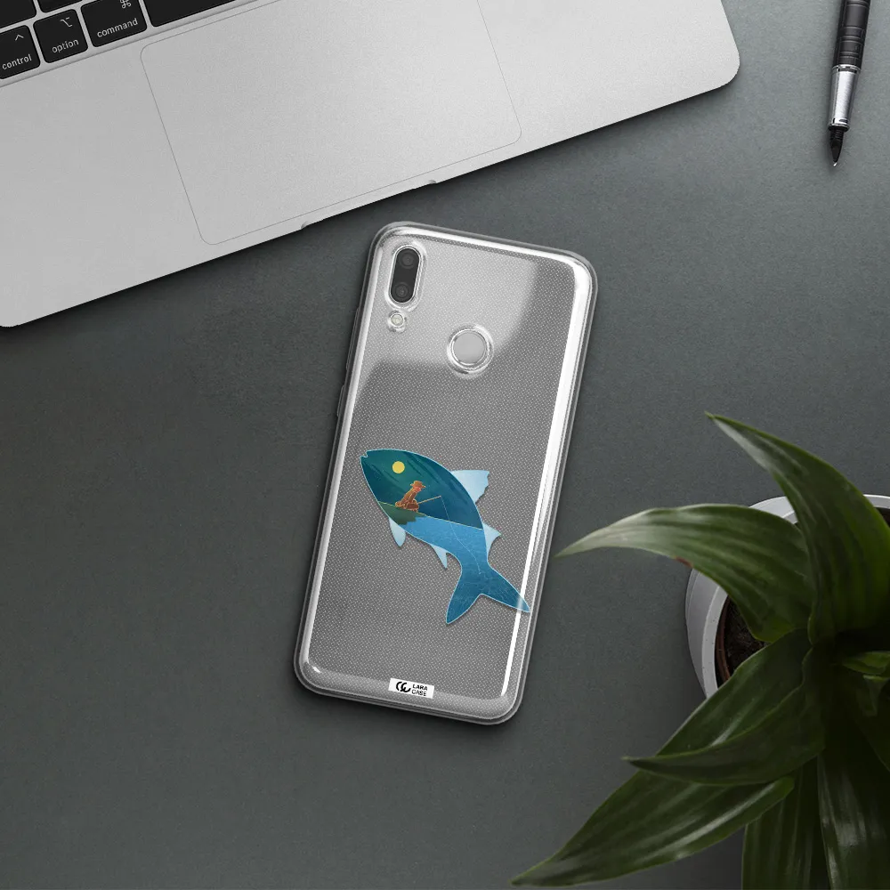 a fish with a man fishing Huawei P Smart 2019 Clear TPU Case