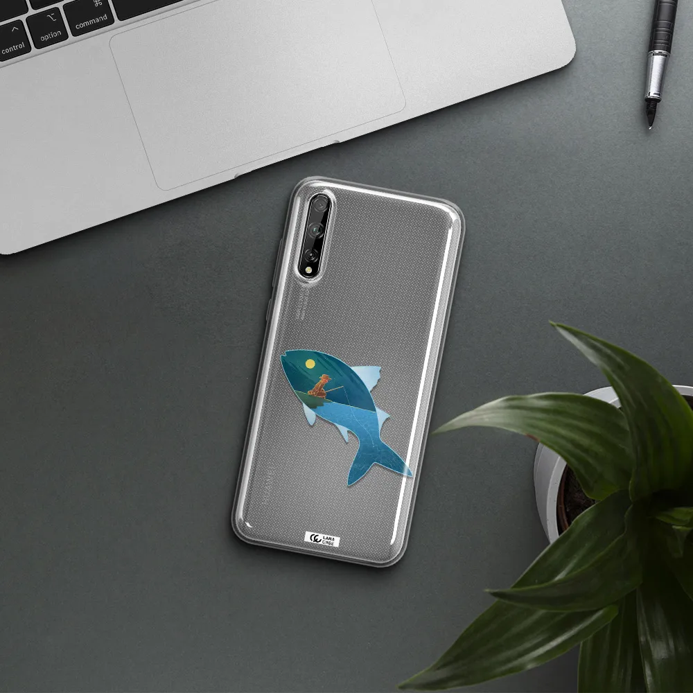a fish with a man fishing Huawei P Smart S Clear TPU Case