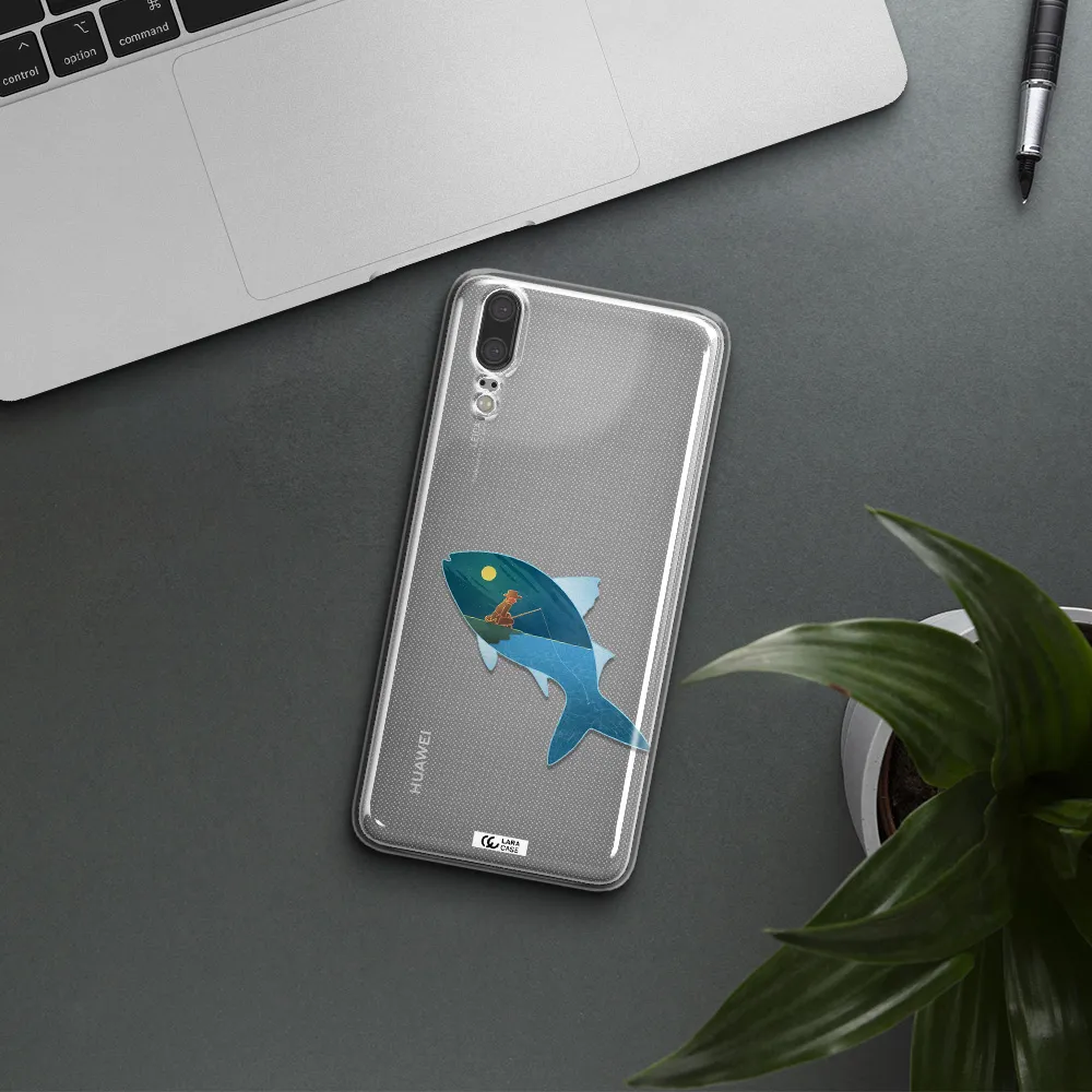 a fish with a man fishing Huawei P20 Clear TPU Case
