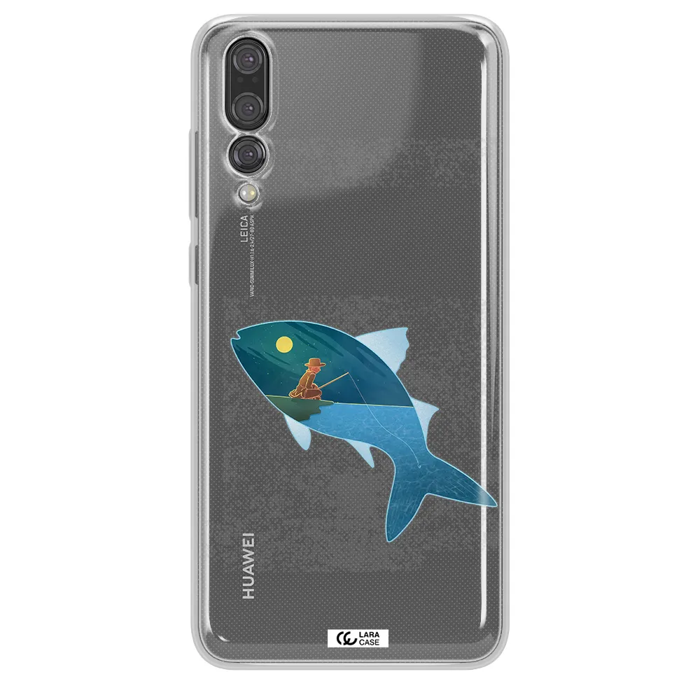 a fish with a man fishing Huawei P20 Pro Clear TPU Case