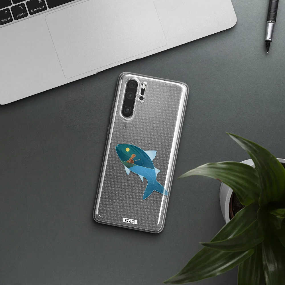 a fish with a man fishing Huawei P30 Pro Clear TPU Case