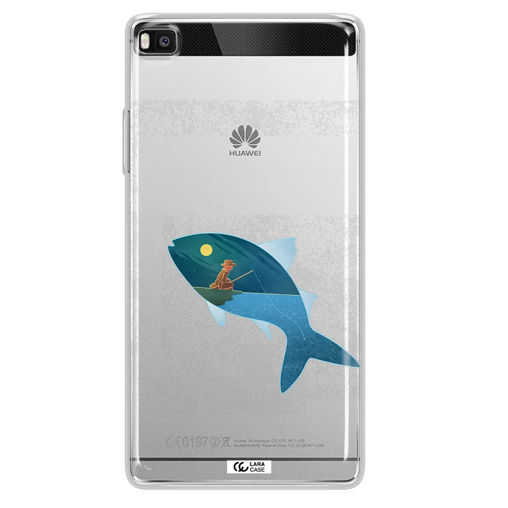 a fish with a man fishing Huawei P8 Clear TPU Case