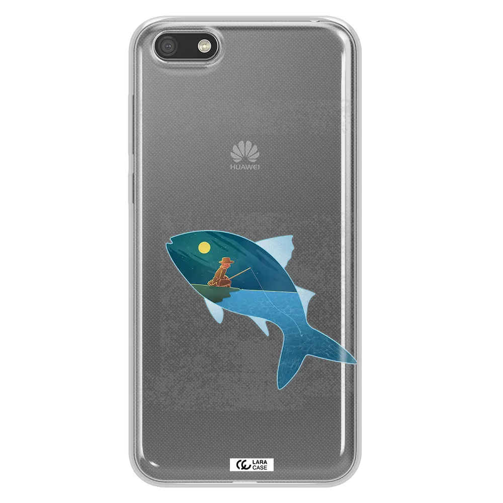 a fish with a man fishing Huawei Y5 2018 Clear TPU Case
