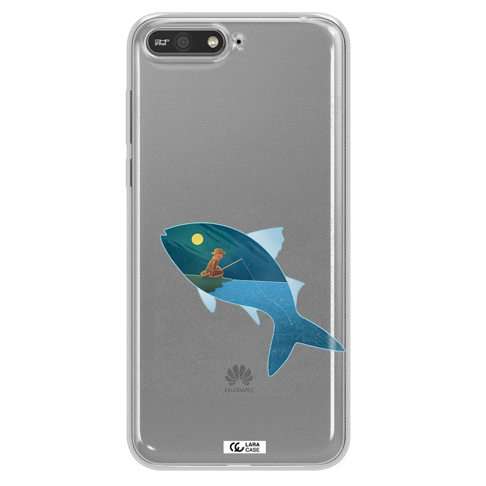 a fish with a man fishing Huawei Y6 2018 Clear TPU Case