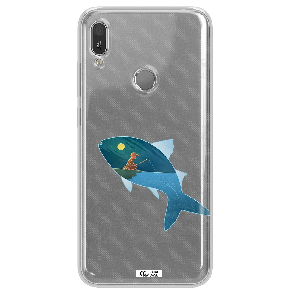 a fish with a man fishing Huawei Y6 2019 Clear TPU Case