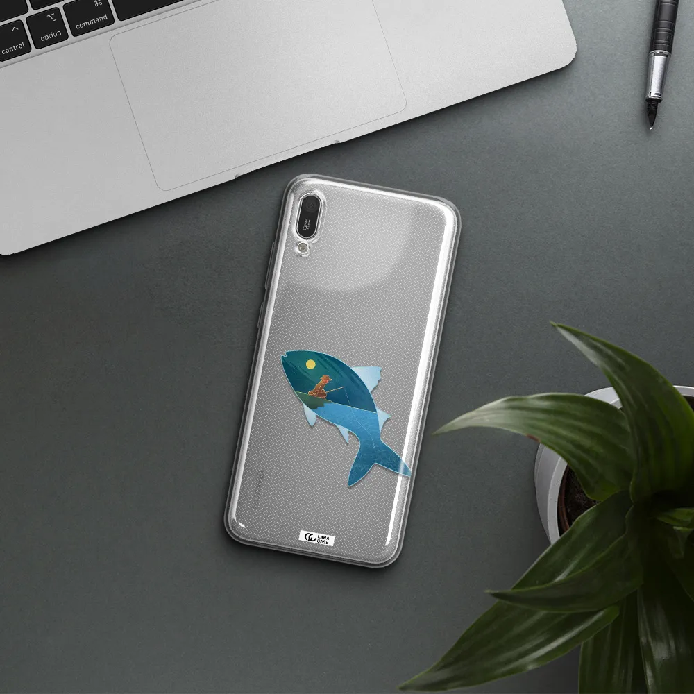 a fish with a man fishing Huawei Y6 Pro 2019 Clear TPU Case