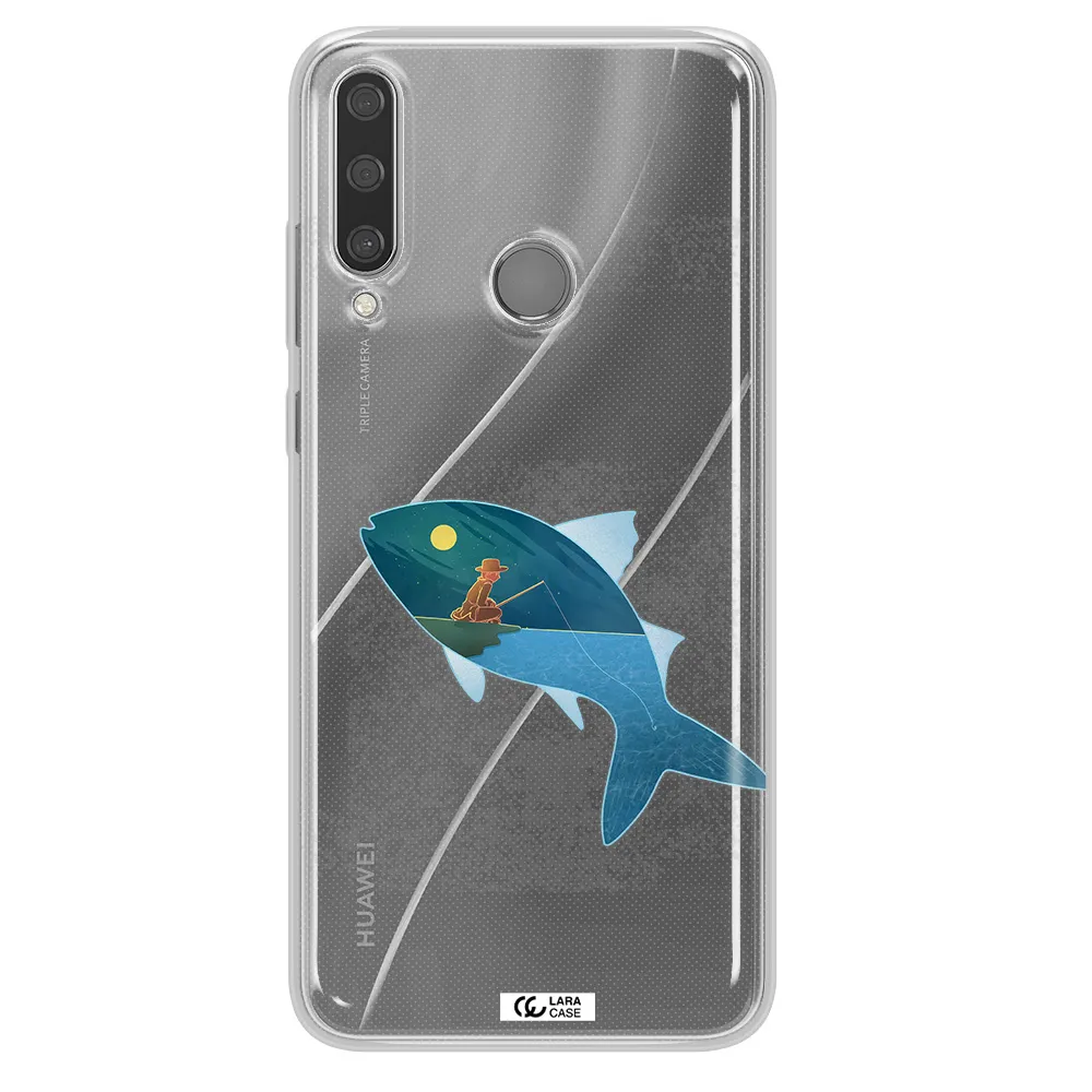 a fish with a man fishing Huawei Y6P Clear TPU Case