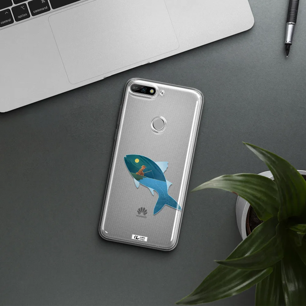 a fish with a man fishing Huawei Y7 2018 Clear TPU Case