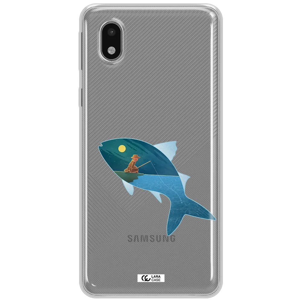 A Fish With A Man Fishing Samsung A01 Core Clear Tpu Case