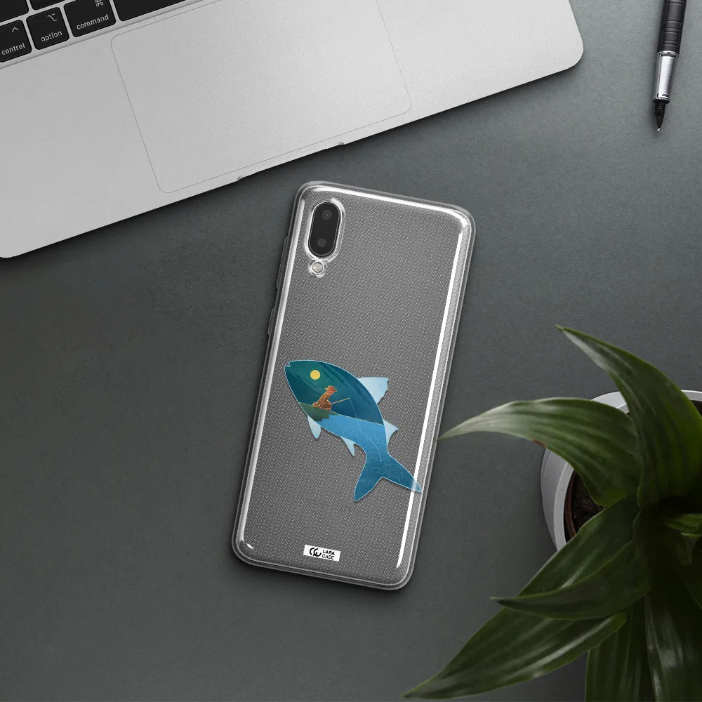 a fish with a man fishing Samsung A02 Clear TPU Case