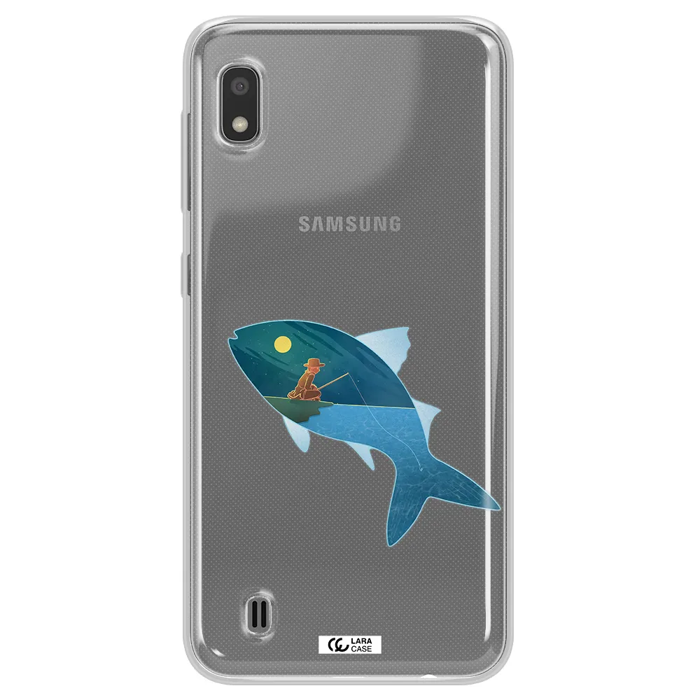 a fish with a man fishing Samsung A10 Clear TPU Case