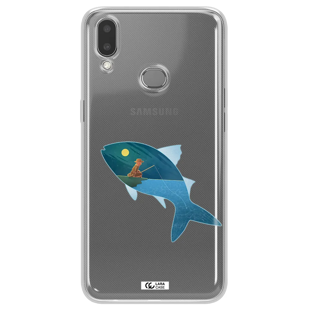 a fish with a man fishing Samsung A10S Clear TPU Case