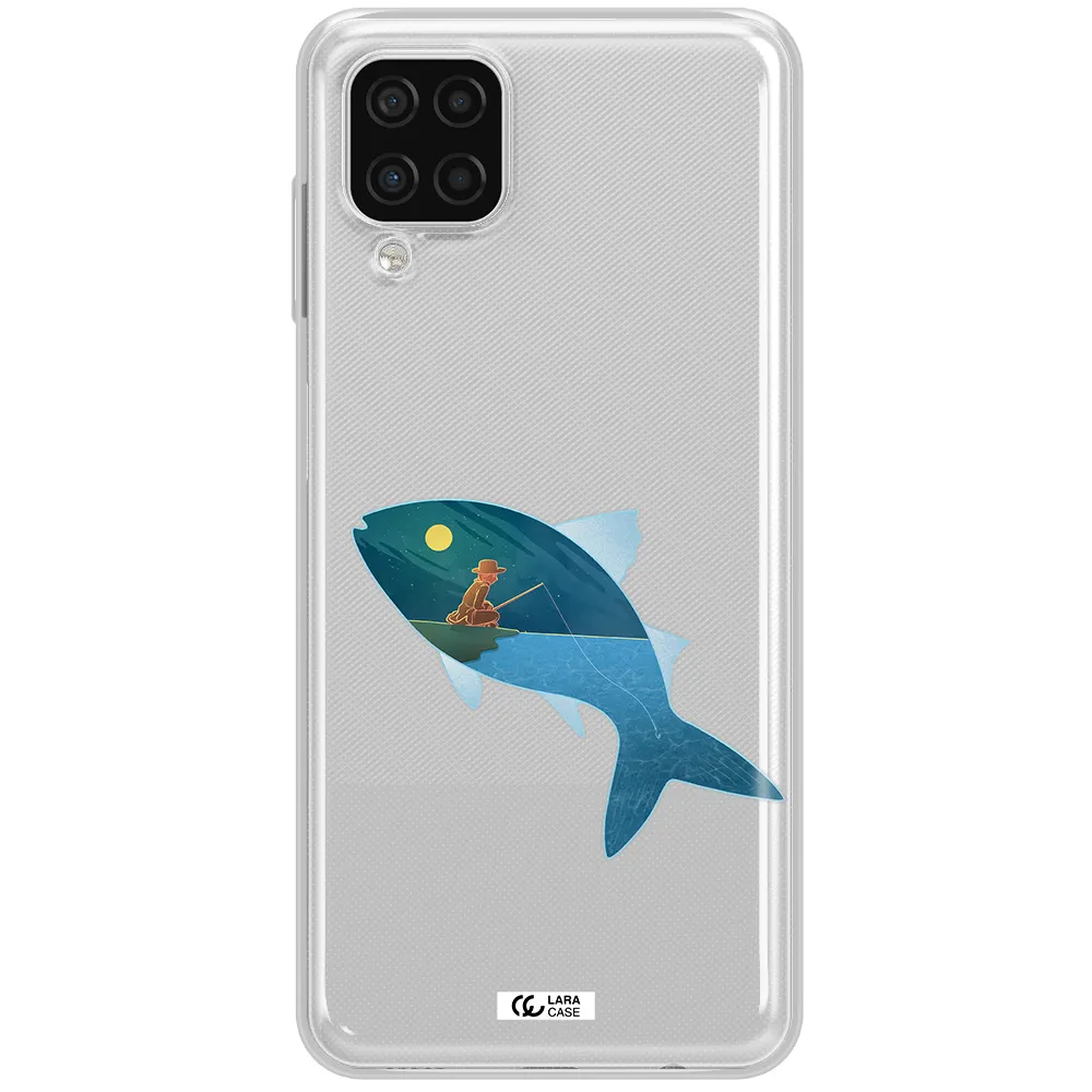 a fish with a man fishing Samsung A12 4g Clear TPU Case