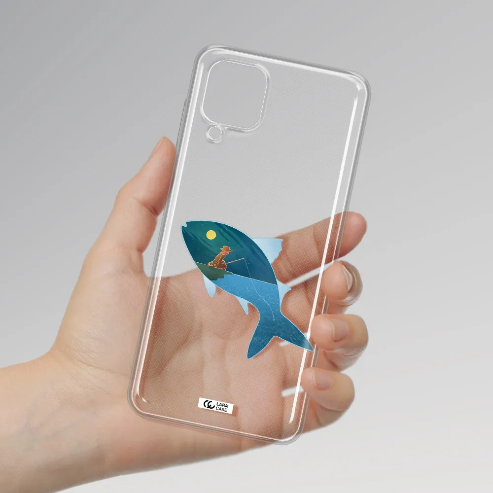 a fish with a man fishing Samsung A12 4g Clear TPU Case
