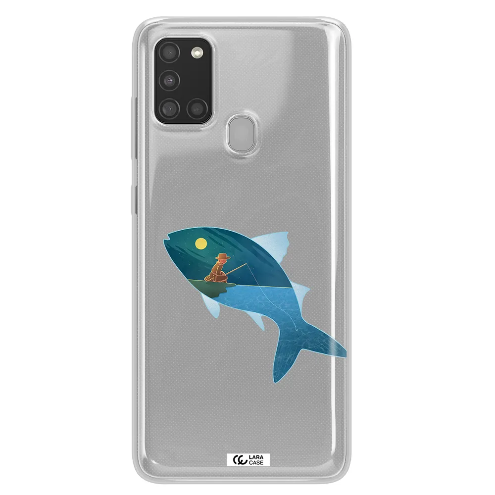 a fish with a man fishing Samsung A21S Clear TPU Case