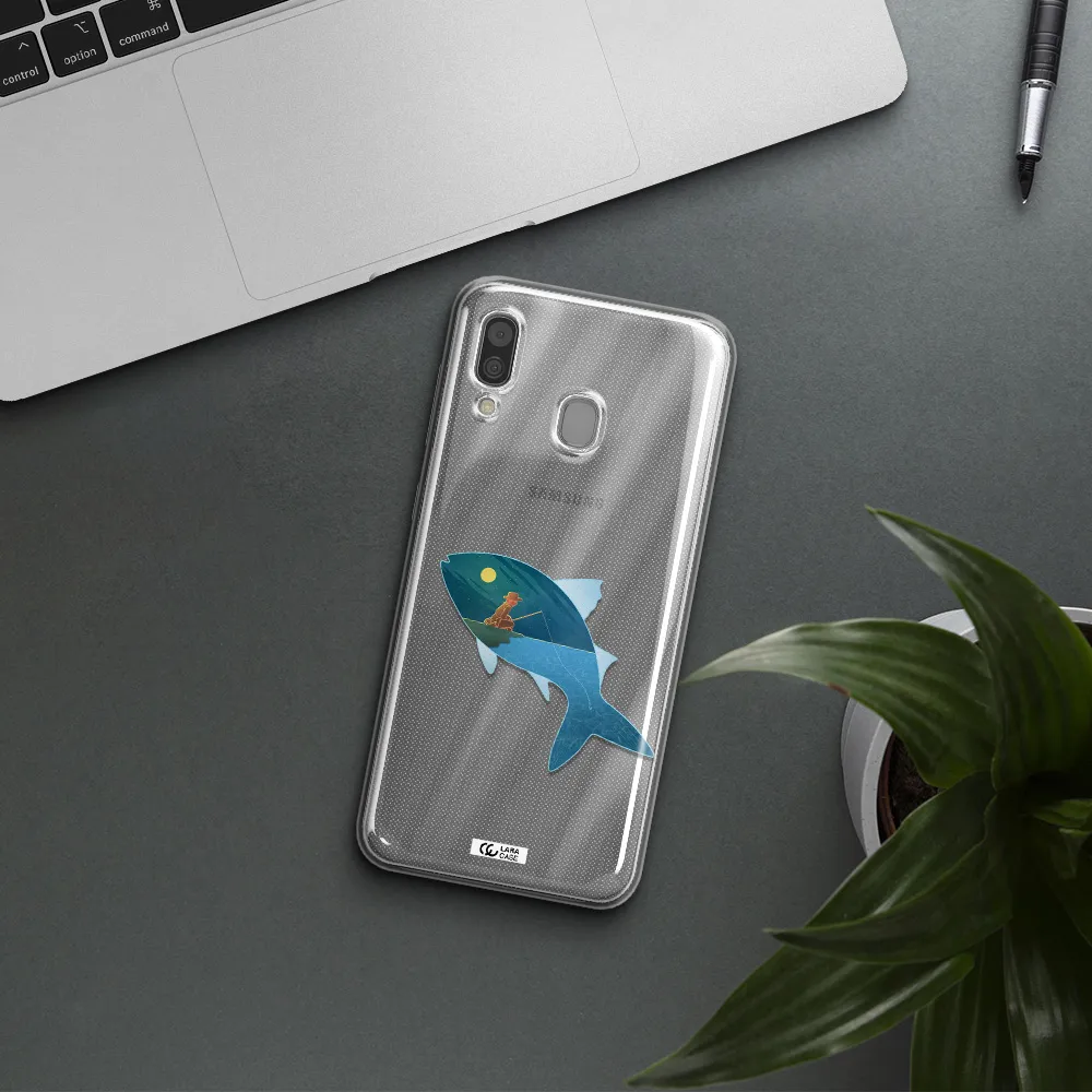 a fish with a man fishing Samsung A30 Clear TPU Case