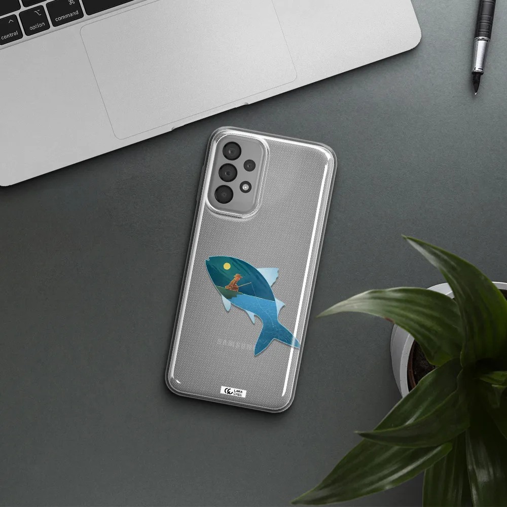 a fish with a man fishing Samsung A33 Clear TPU Case
