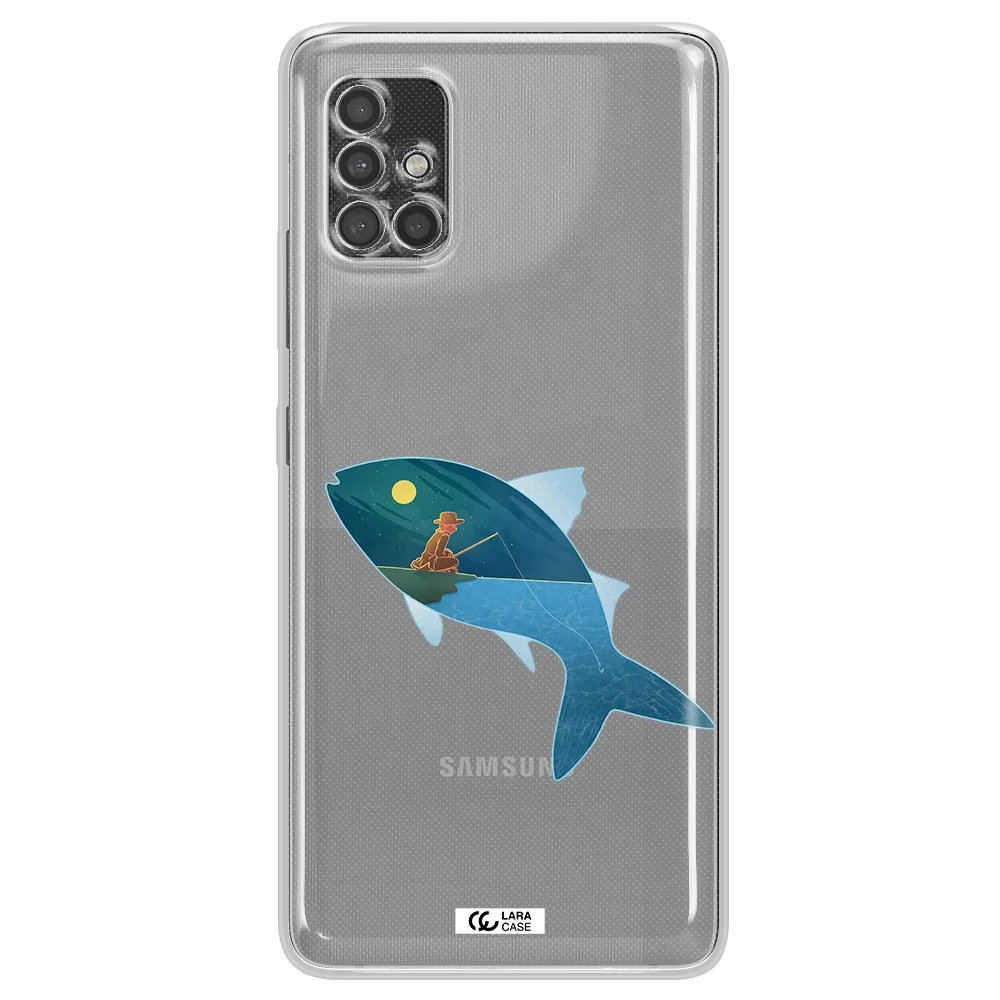 A Fish With A Man Fishing Samsung A40S Clear Tpu Case