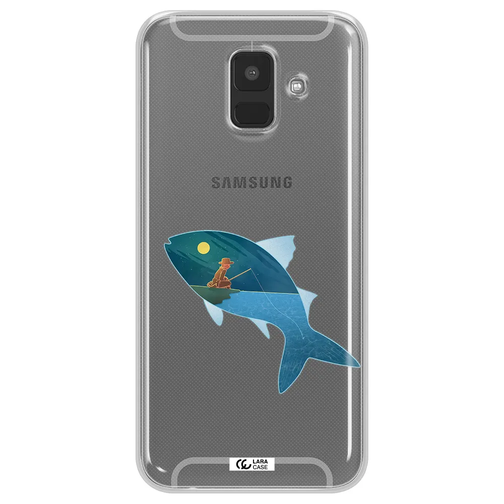 a fish with a man fishing Samsung A6 Clear TPU Case