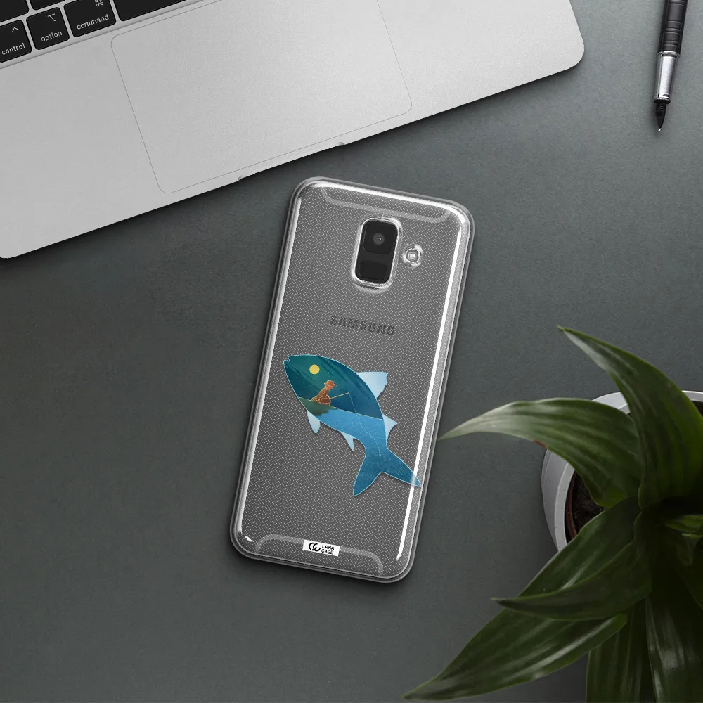 a fish with a man fishing Samsung A6 Clear TPU Case