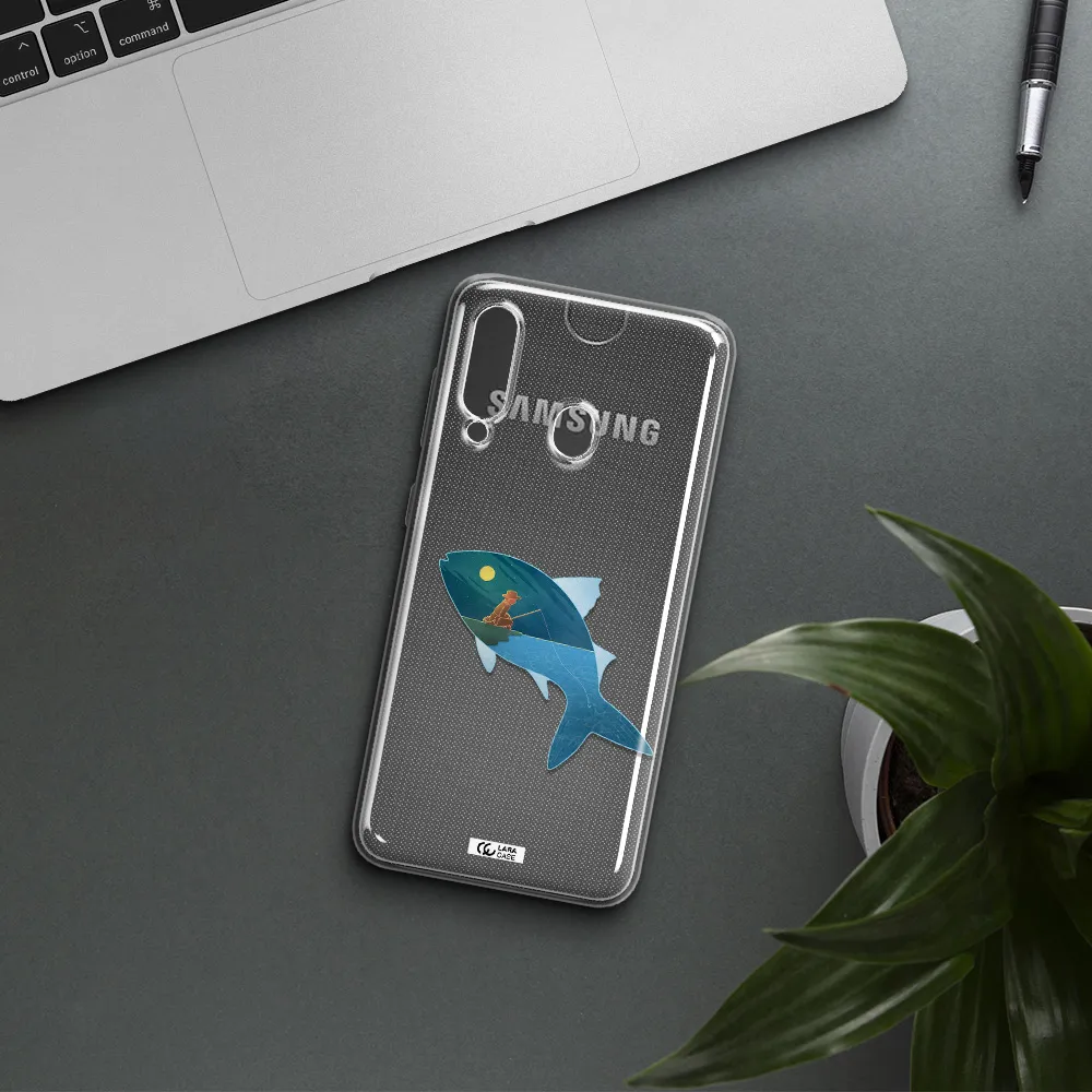 a fish with a man fishing Samsung A60 Clear TPU Case