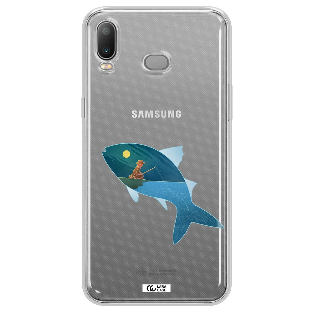 a fish with a man fishing Samsung A6S Clear TPU Case
