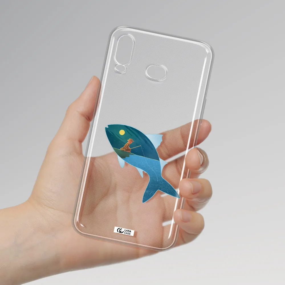 a fish with a man fishing Samsung A6S Clear TPU Case