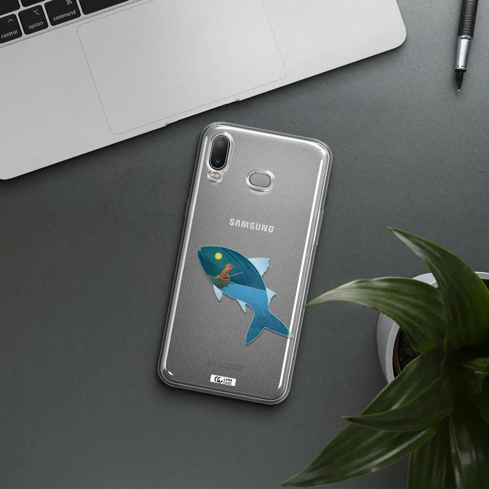 a fish with a man fishing Samsung A6S Clear TPU Case