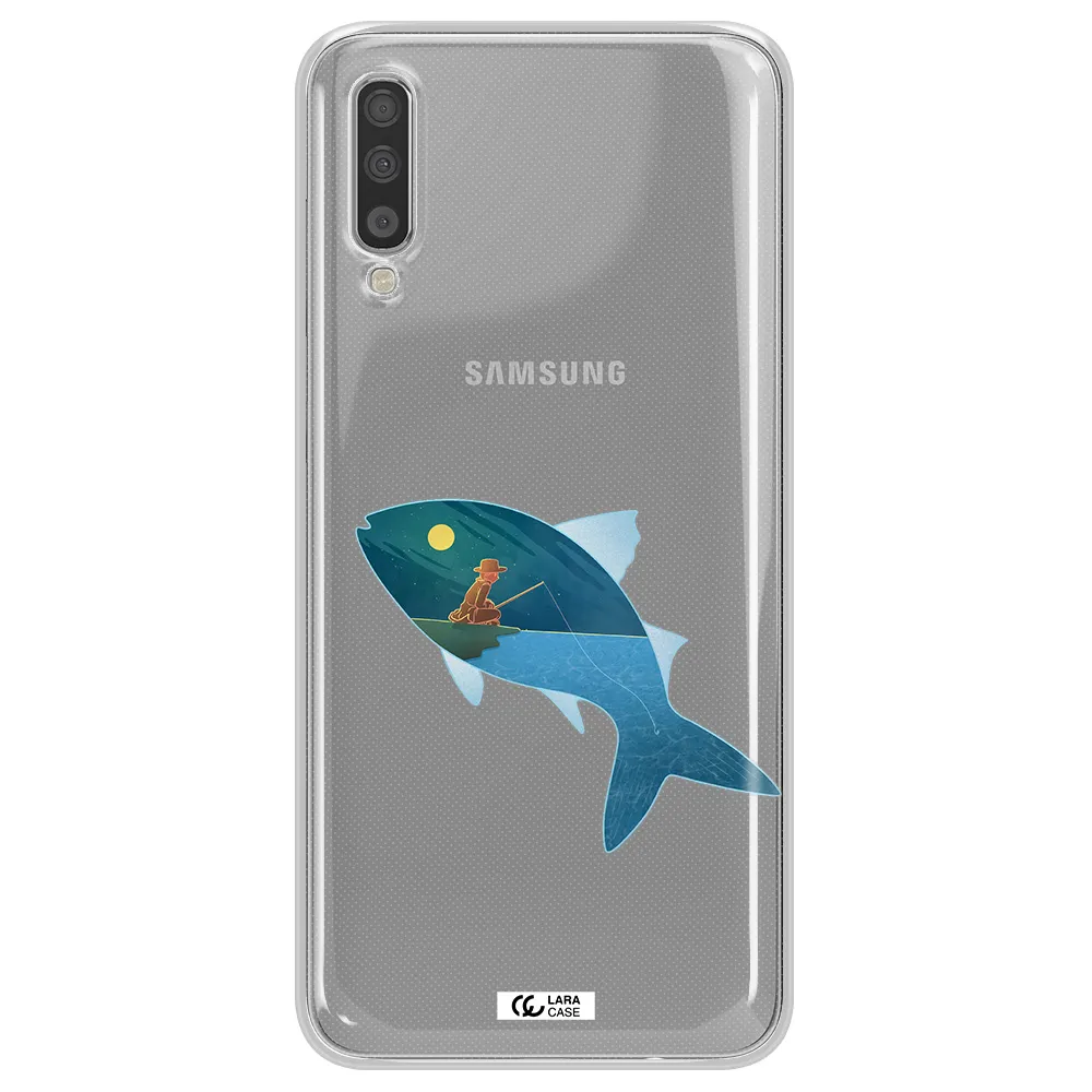 A Fish With A Man Fishing Samsung A70S Clear Tpu Case