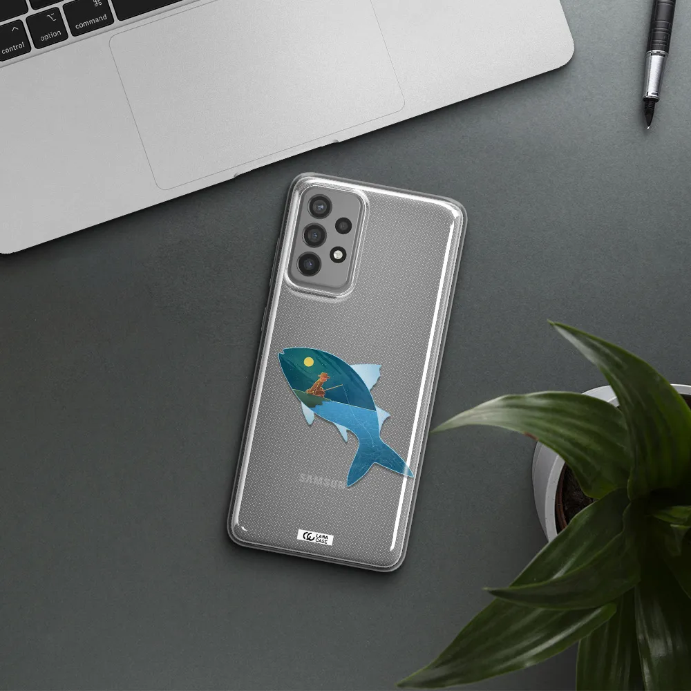 a fish with a man fishing Samsung A72 Clear TPU Case