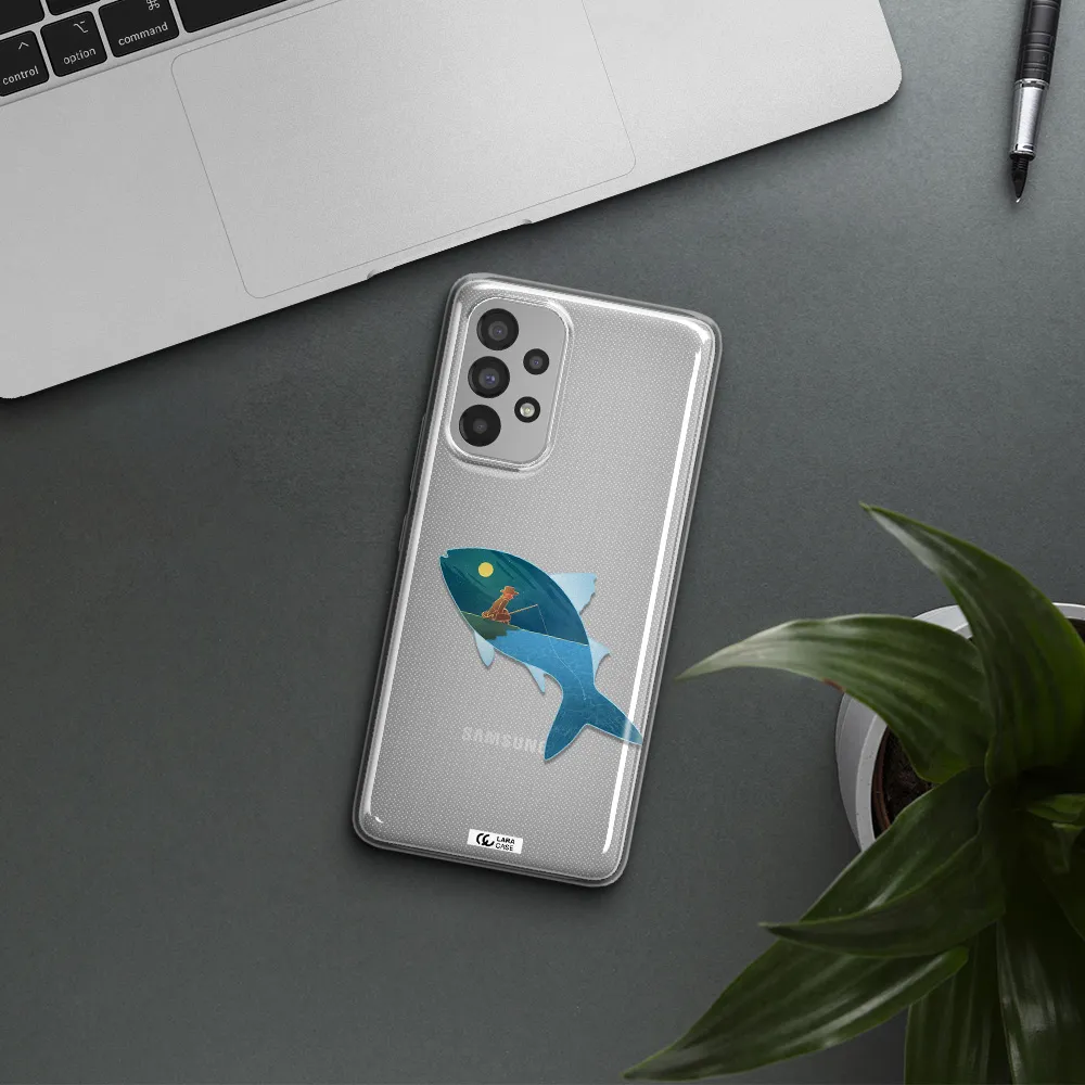 a fish with a man fishing Samsung A73 Clear TPU Case
