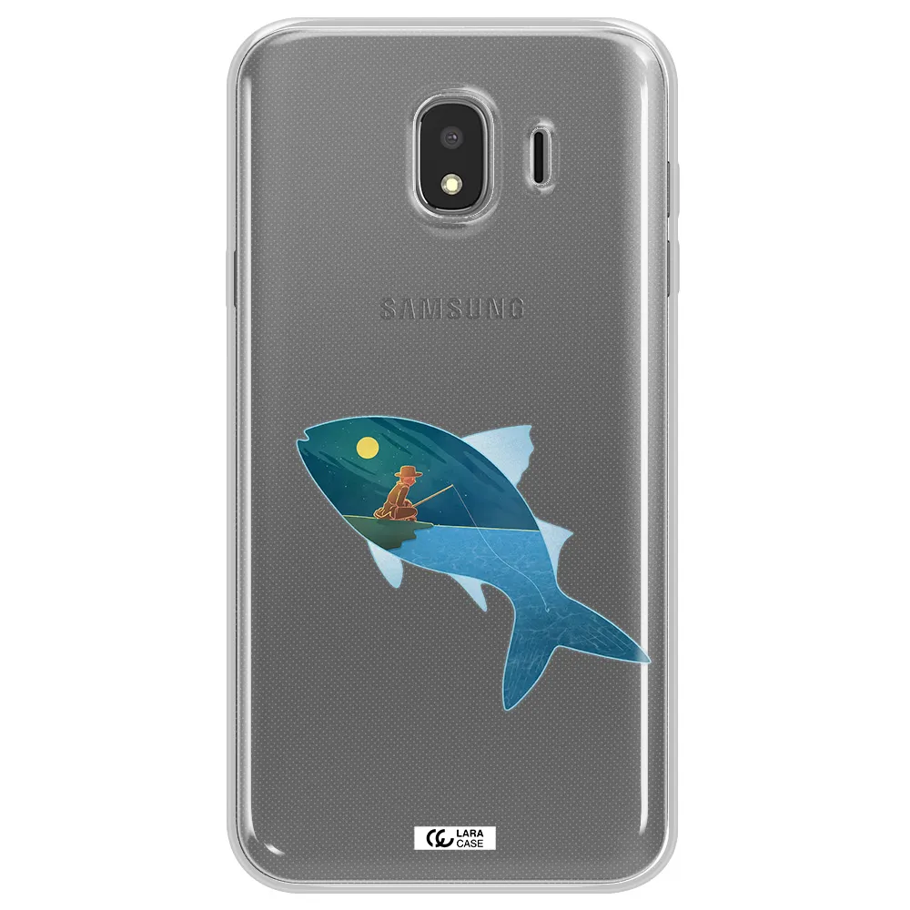 a fish with a man fishing Samsung J4 Clear TPU Case