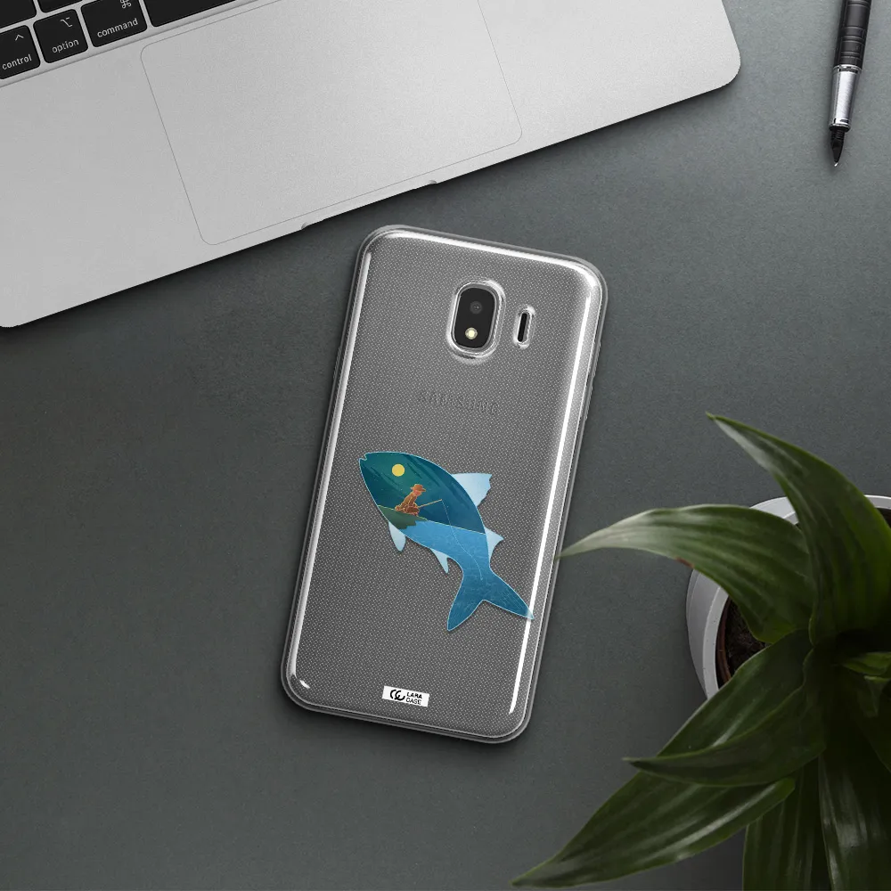 a fish with a man fishing Samsung J4 Clear TPU Case