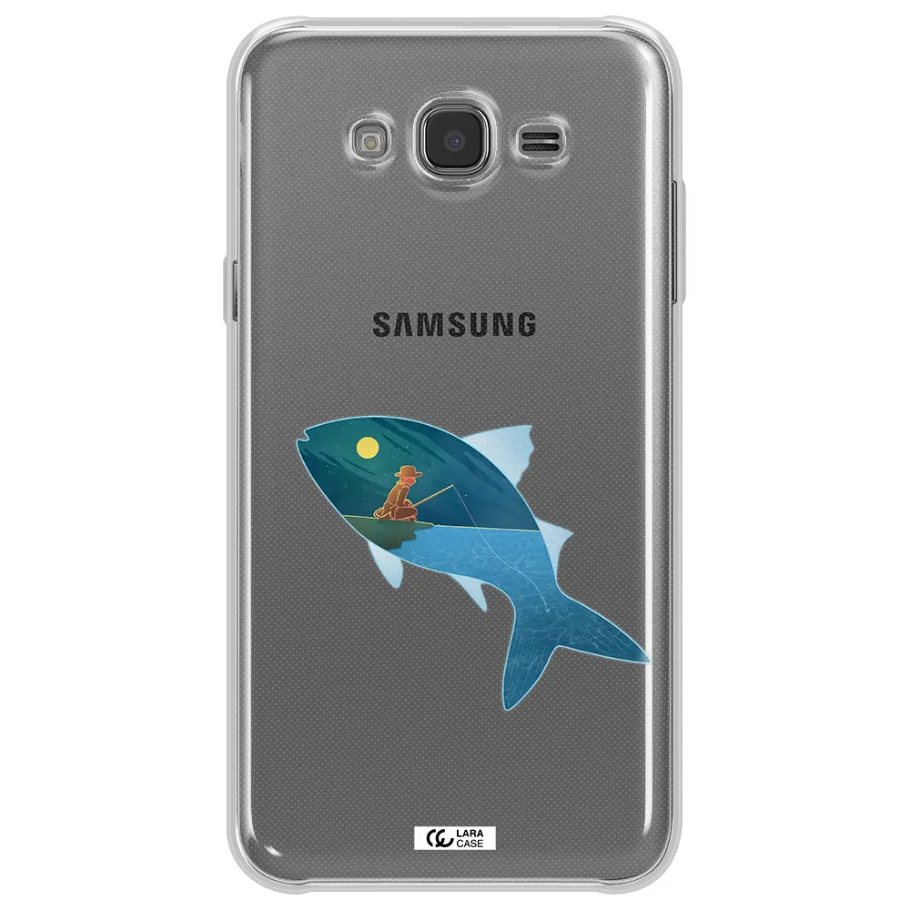 a fish with a man fishing Samsung J7 2015 Clear TPU Case