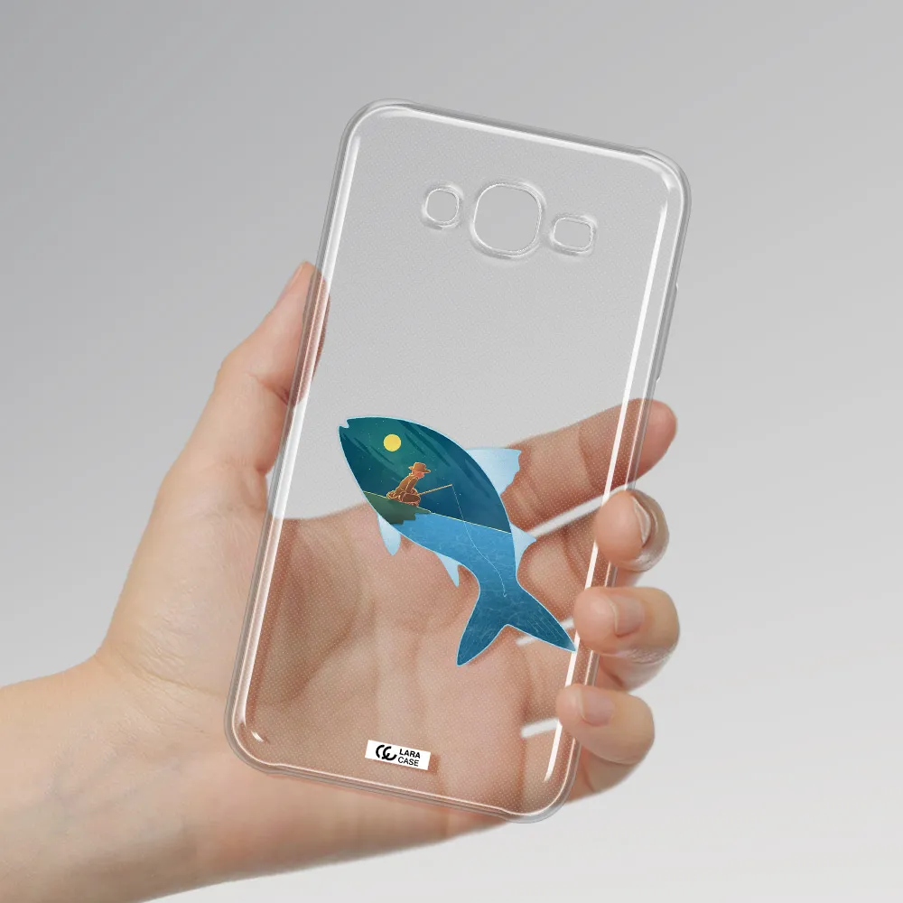 a fish with a man fishing Samsung J7 Core Clear TPU Case