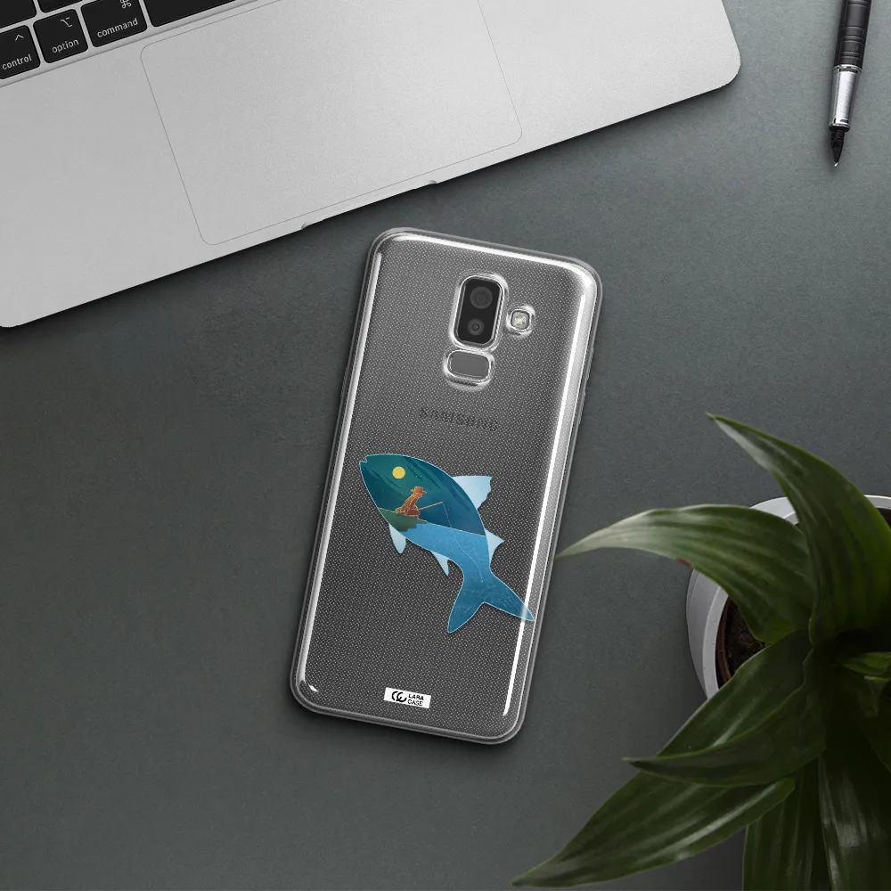 a fish with a man fishing Samsung J8 Clear TPU Case