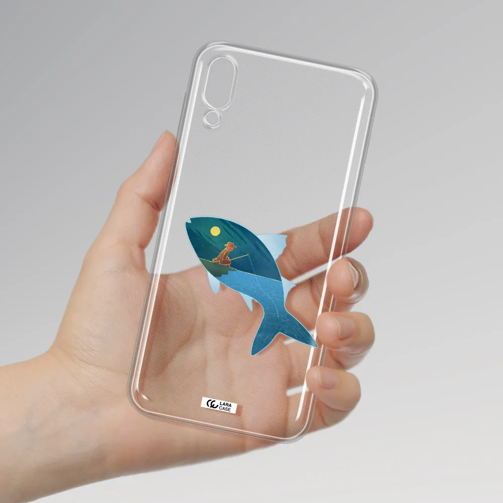 a fish with a man fishing Samsung M10 Clear TPU Case