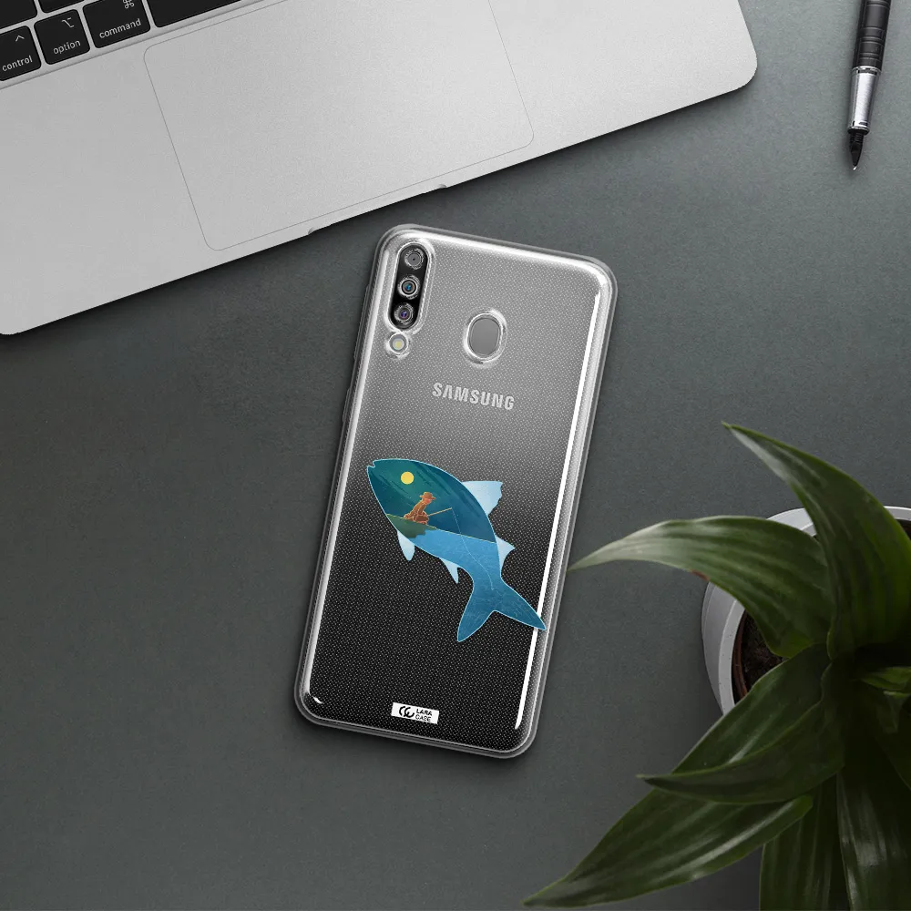a fish with a man fishing Samsung M30 Clear TPU Case