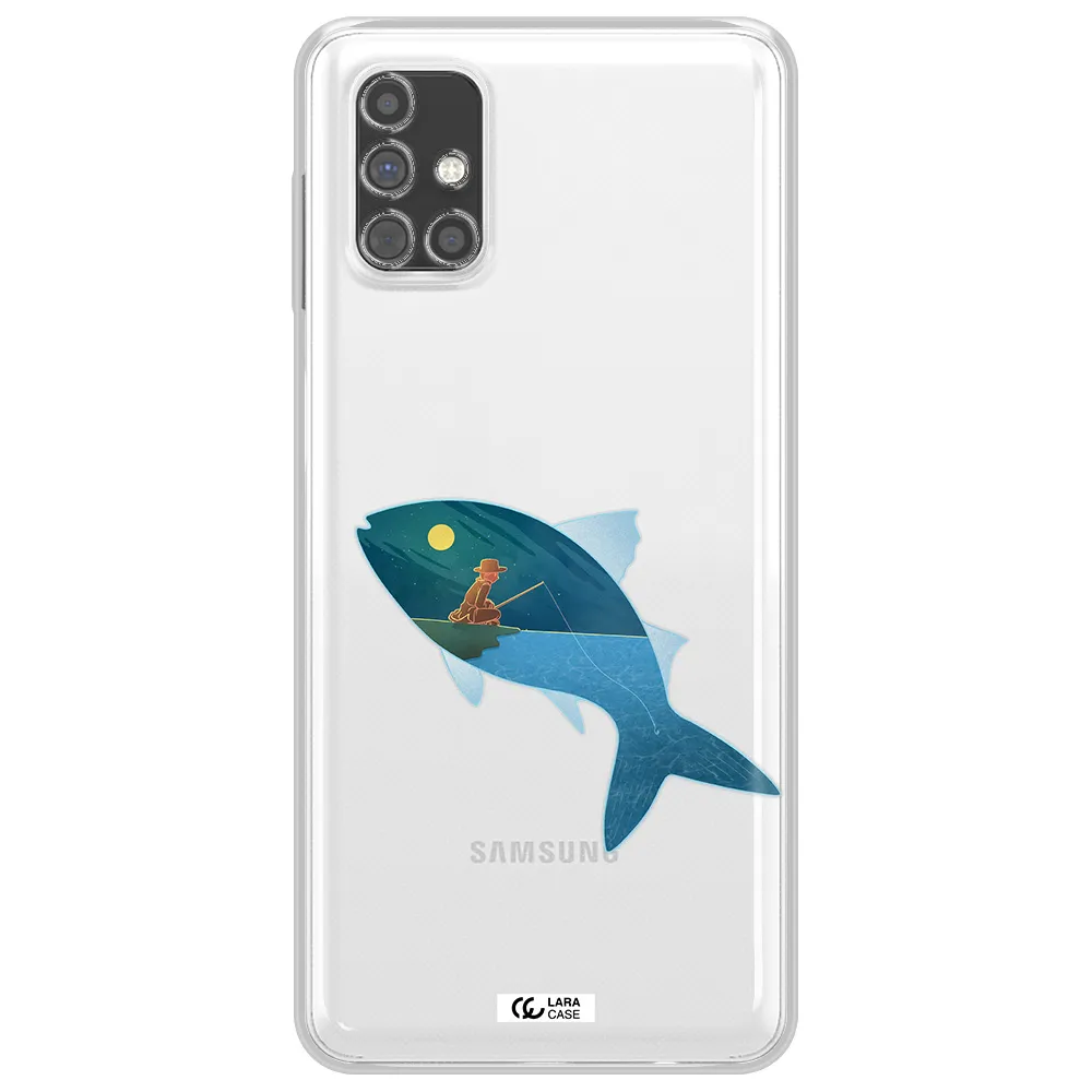 a fish with a man fishing Samsung M31S Clear TPU Case