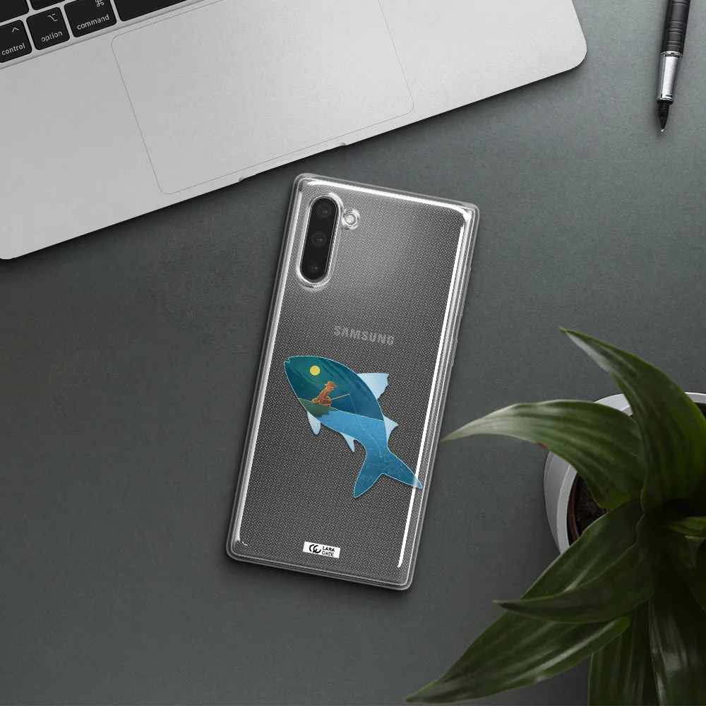 a fish with a man fishing Samsung Note 10 Clear TPU Case
