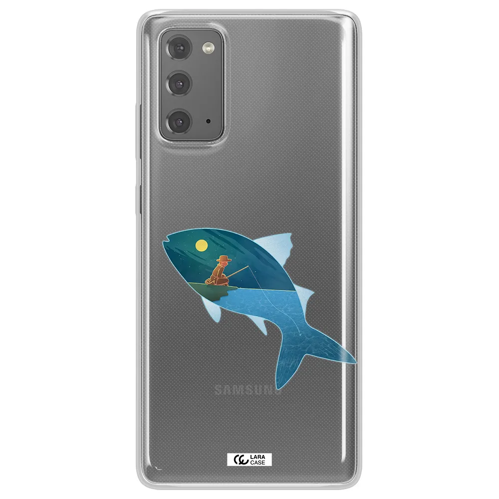 a fish with a man fishing Samsung Note 20 Clear TPU Case
