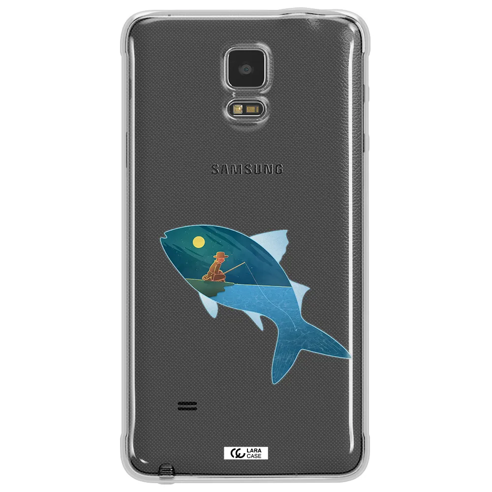 a fish with a man fishing Samsung Note 4 Clear TPU Case