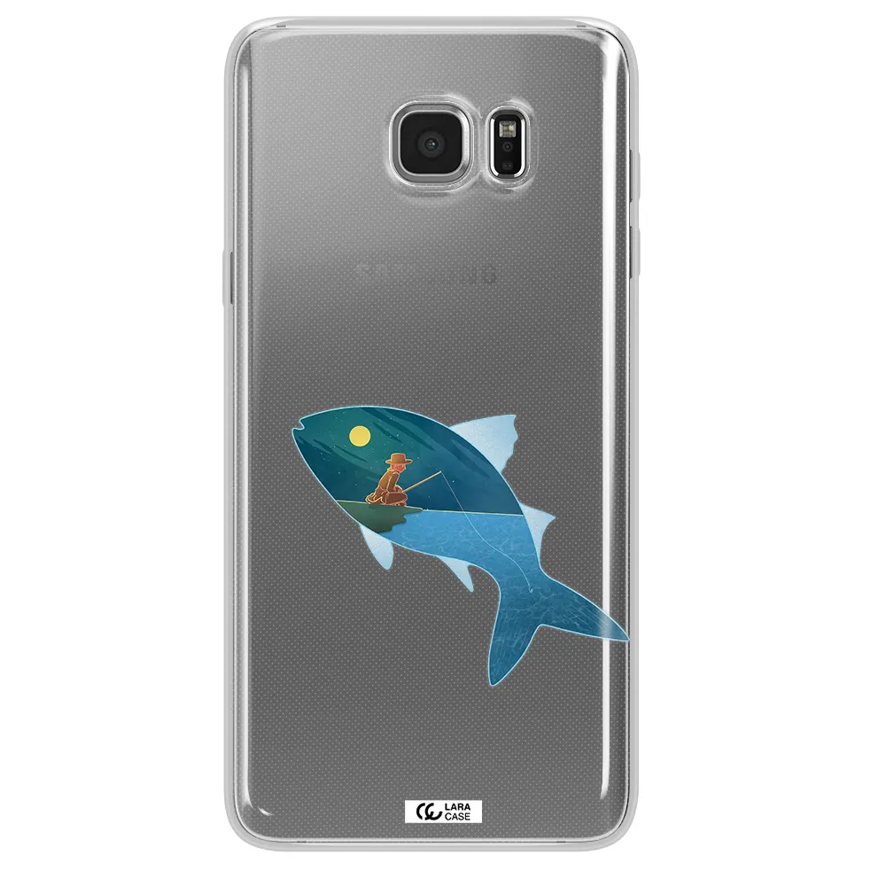 a fish with a man fishing Samsung Note 5 Clear TPU Case
