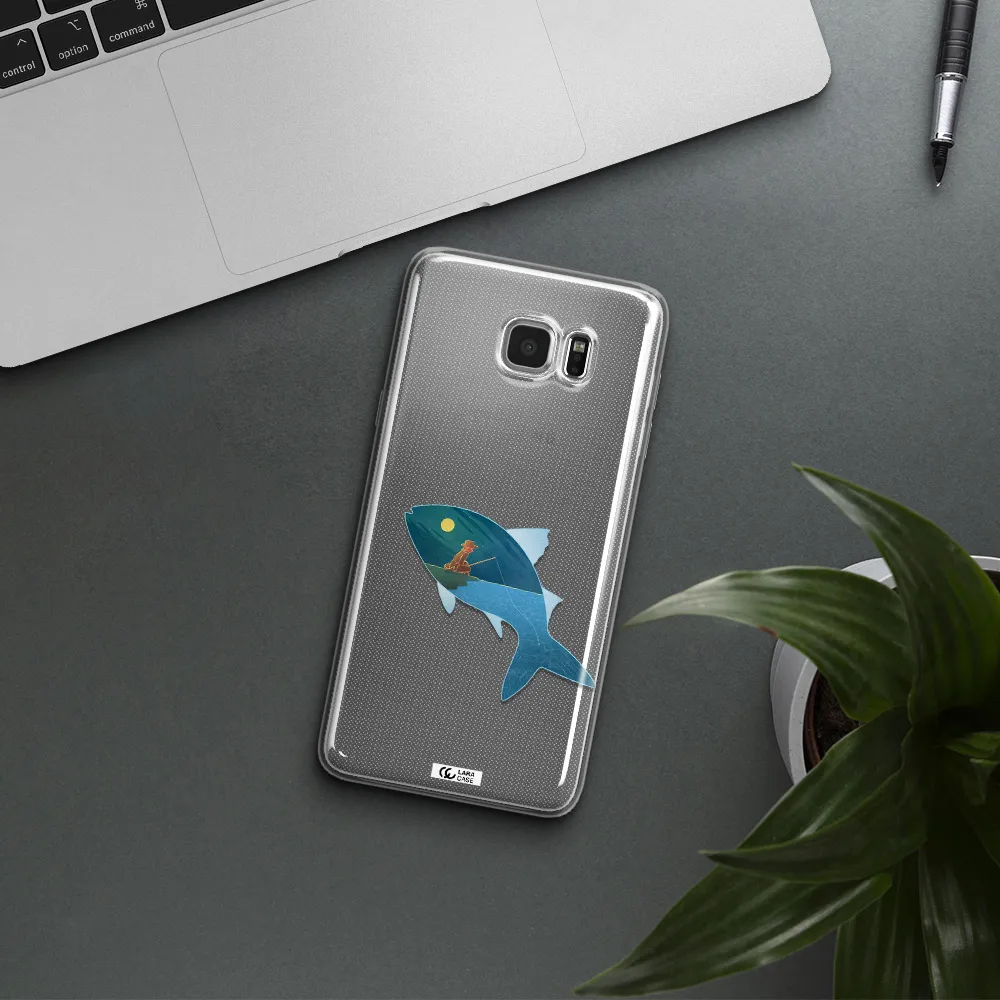 a fish with a man fishing Samsung Note 5 Clear TPU Case