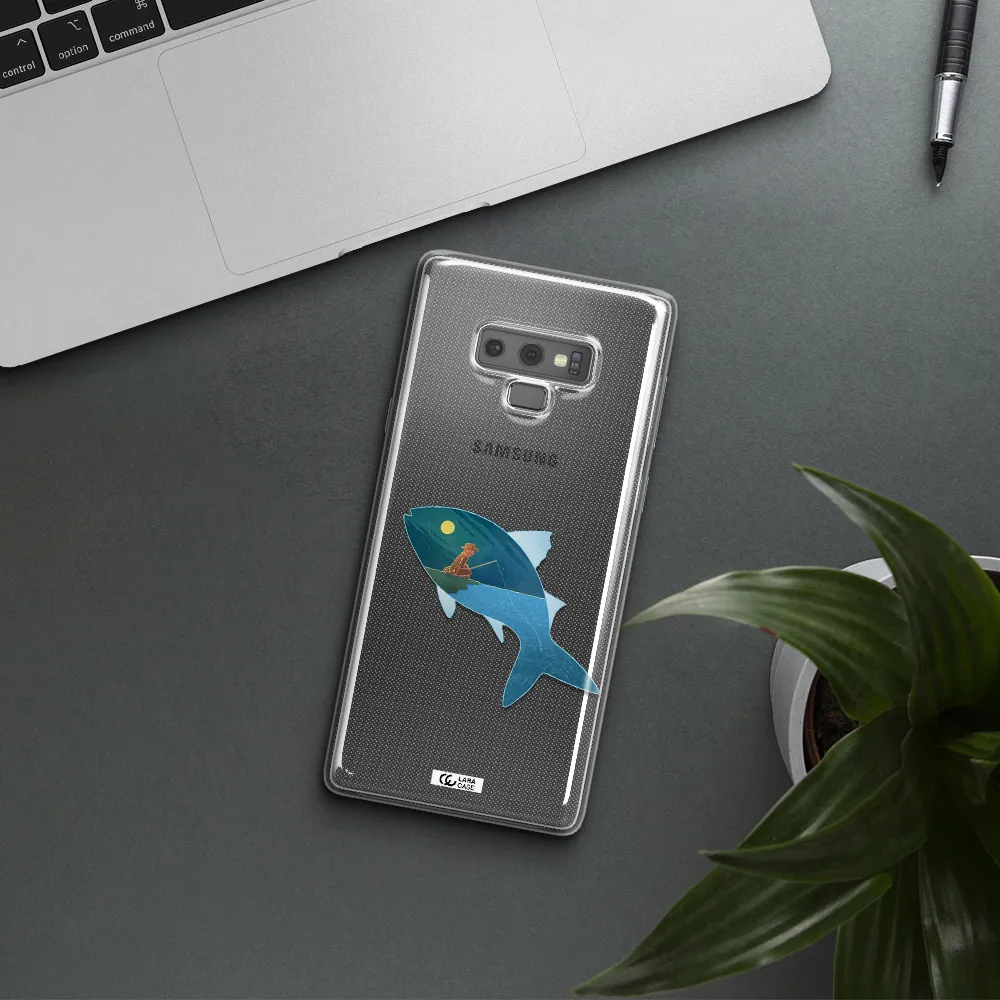 a fish with a man fishing Samsung Note 9 Clear TPU Case
