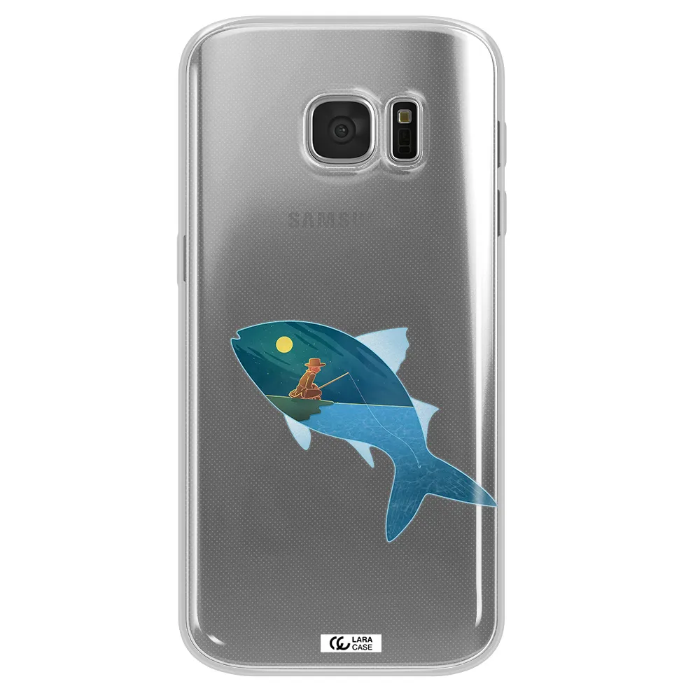 a fish with a man fishing Samsung S 7 Clear TPU Case